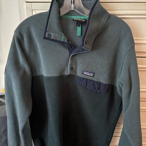 Patagonia Green and Blue Fleece Pullover w/ Patch